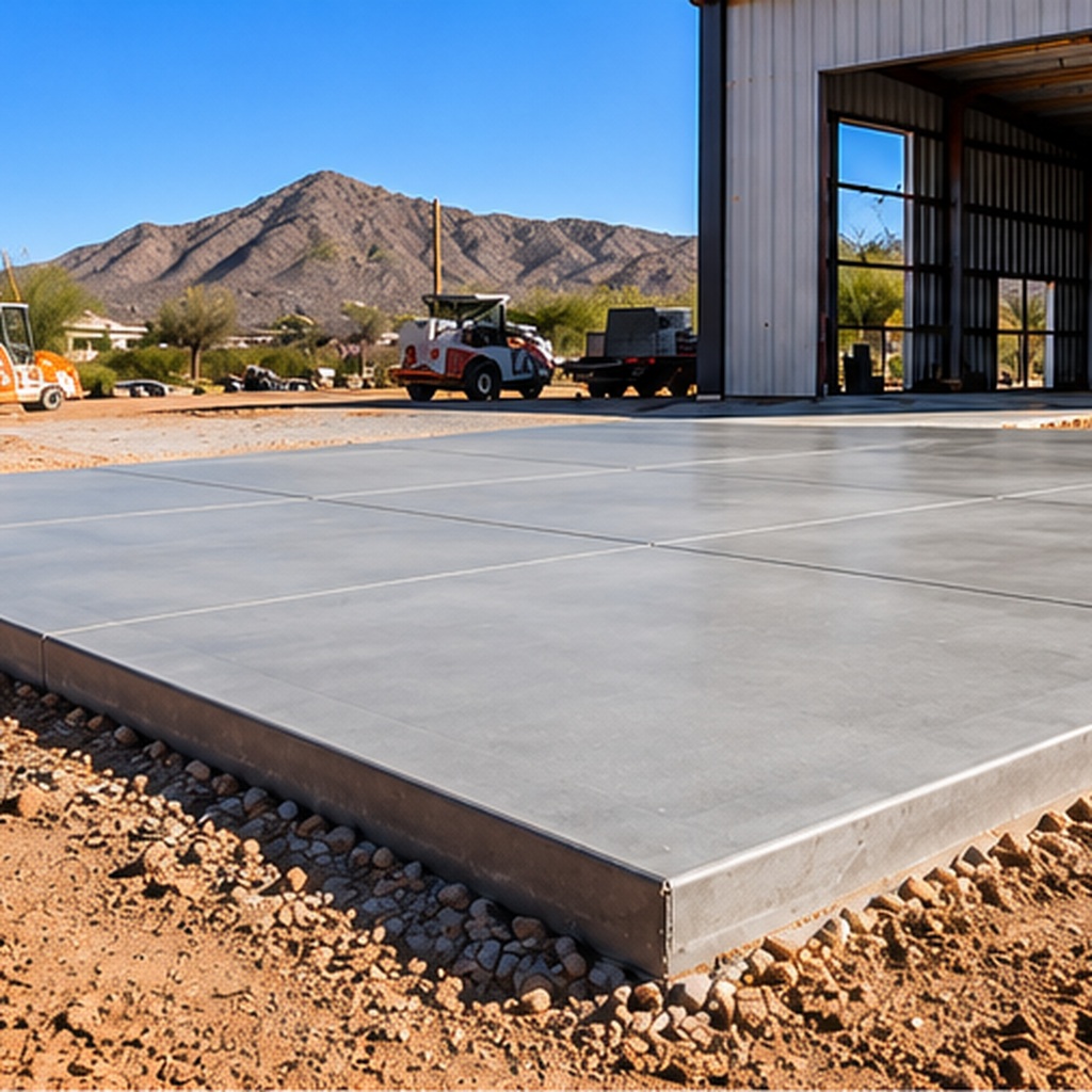 Concrete pad installation at an Arizona commercial construction site